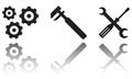 Tools icon set isolated on white background. Wrench, screwdriver and gear icon. Vector illustration. Royalty Free Stock Photo